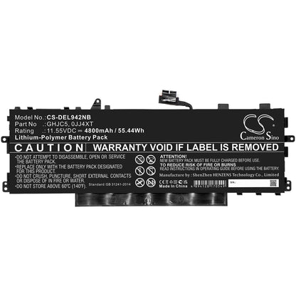 11.55V, 4800mAh, Li-Polymer Battery fits Dell, Latitude 9420 2-in-1, 55.44Wh
