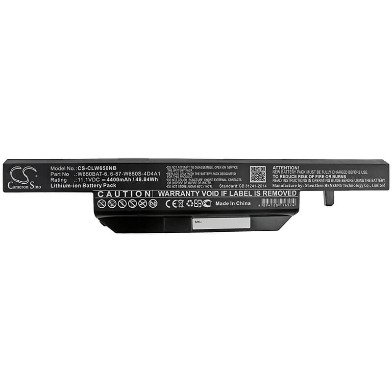 11.1V, 4400mAh, Li-ion Battery fits Clevo, S650sc, W650dc, 48.84Wh