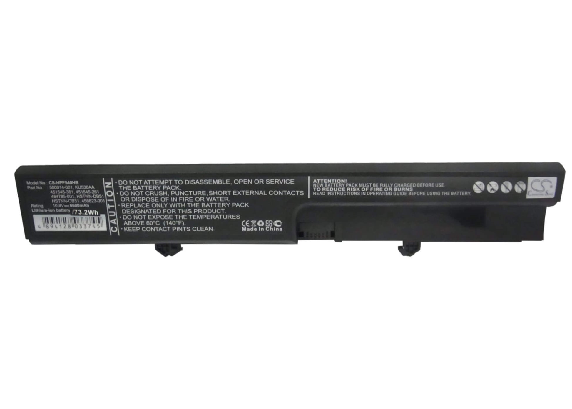 10.8V, 6600mAh, Li-ion Battery fits Hp, 540, 541, 71.28Wh