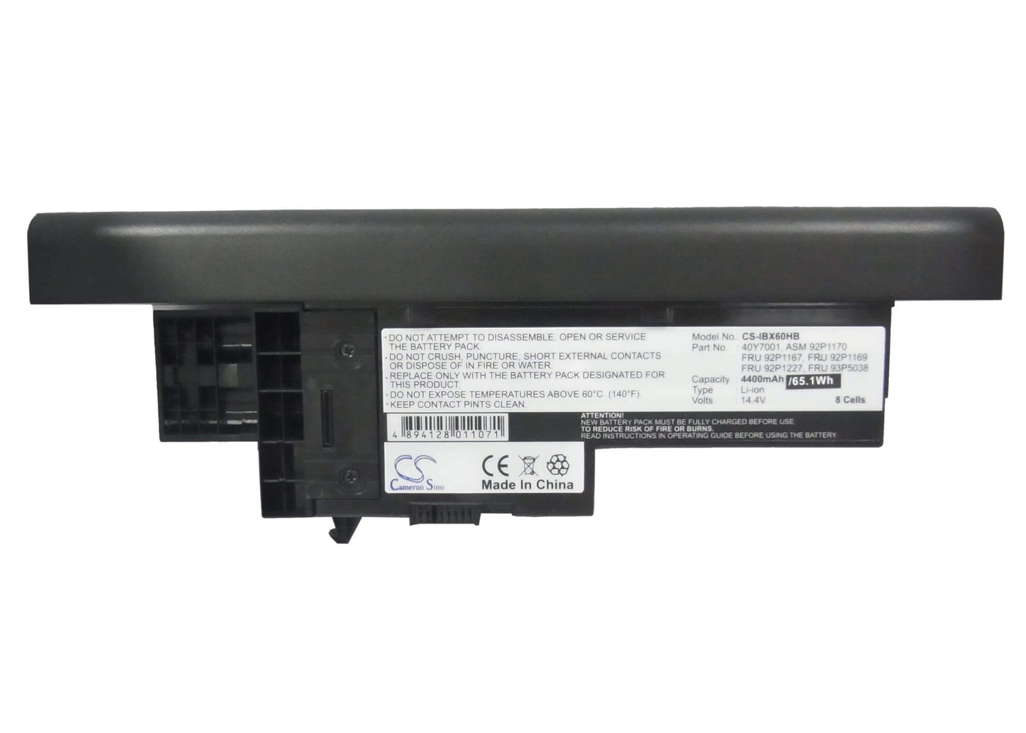 14.4V, 4400mAh, Li-ion Battery fits Ibm, Thinkpad X60, Thinkpad X60 1702, 63.36Wh