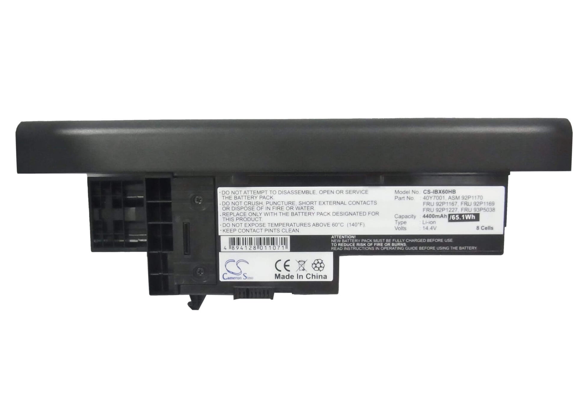 14.4V, 4400mAh, Li-ion Battery fits Ibm, Thinkpad X60, Thinkpad X60 1702, 63.36Wh