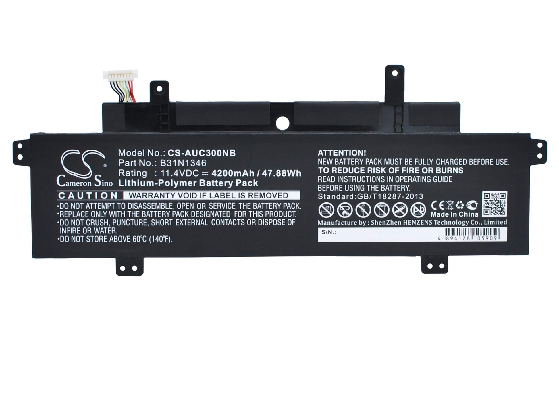 11.4V, 4200mAh, Li-Polymer Battery fits Asus, C300ma_c-2a, C300ma-2a, 47.88Wh