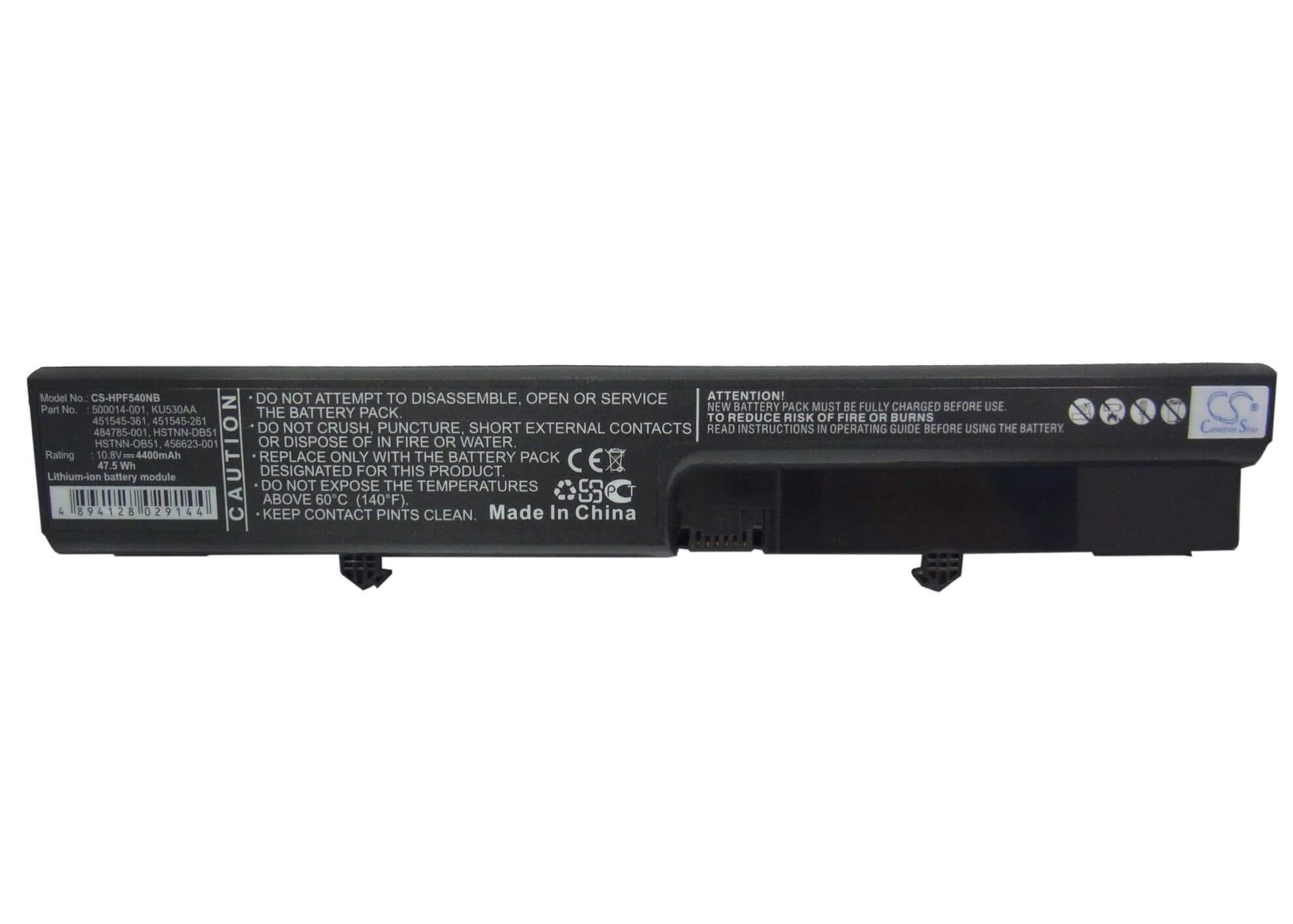 10.8V, 4400mAh, Li-ion Battery fits Compaq, Business Notebook 6520s, Business Notebook 6530s, 47.52Wh