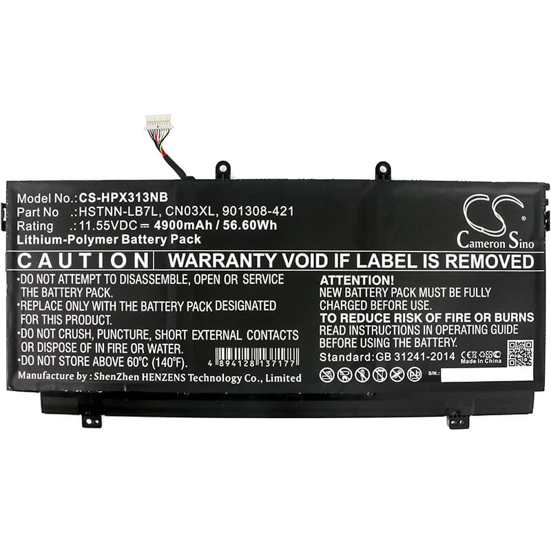 11.55V, 4900mAh, Li-Polymer Battery fits Hp, Envy 13-ab000, Envy 13-ab000na, 56.595Wh