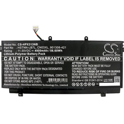 11.55V, 4900mAh, Li-Polymer Battery fits Hp, Envy 13-ab000, Envy 13-ab000na, 56.595Wh