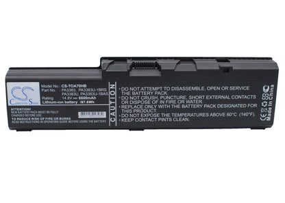 14.8V, 6600mAh, Li-ion Battery fits Toshiba, Satellite A70, Satellite A70-s2362, 97.68Wh