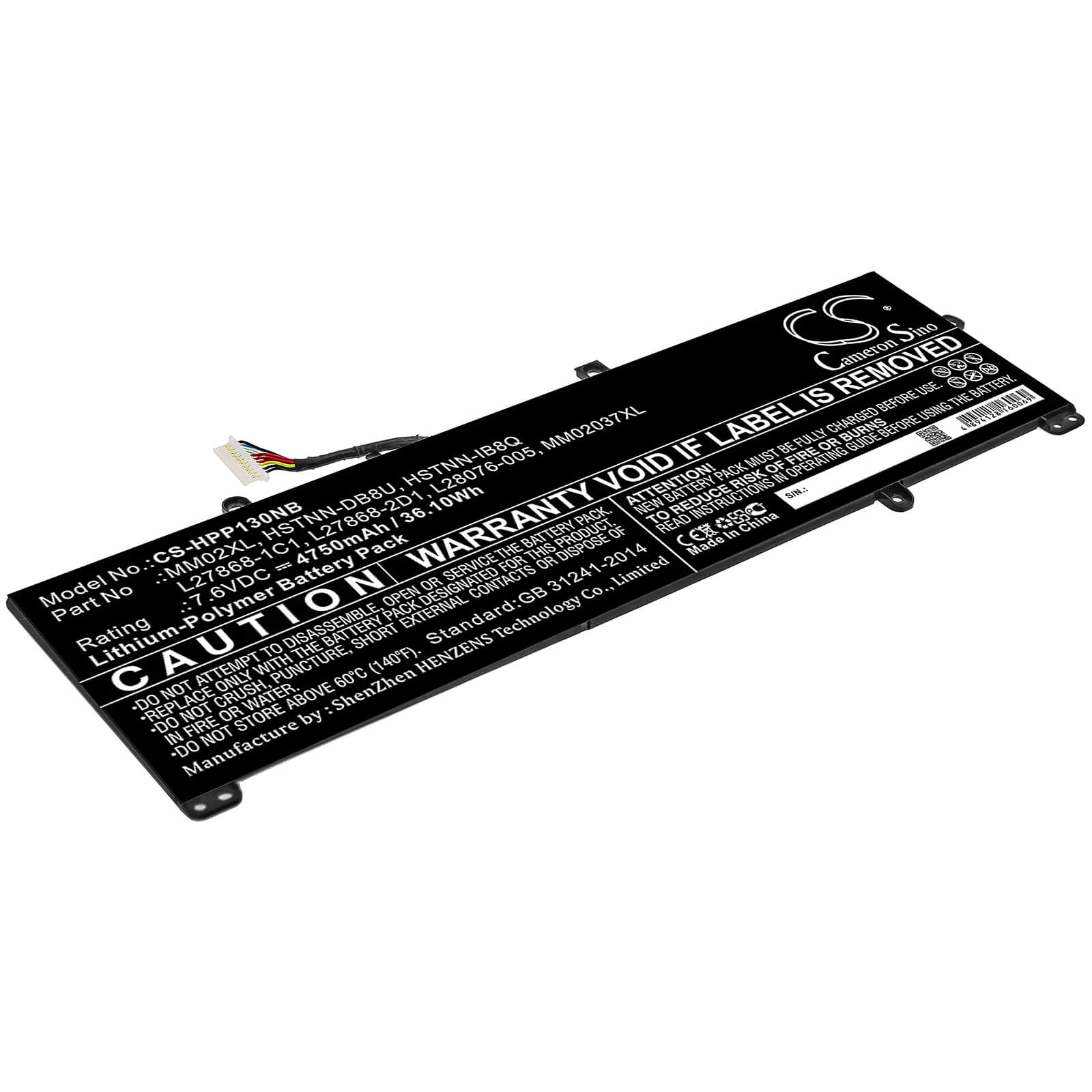 7.6V, 4750mAh, Li-Polymer Battery fits Hp, 13-an0006tu, Pavilion 13-an0000ne, 36.1Wh