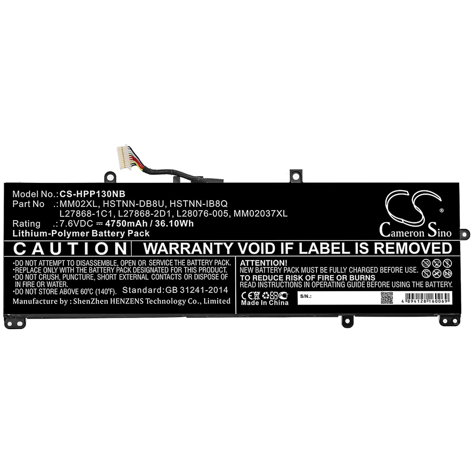 7.6V, 4750mAh, Li-Polymer Battery fits Hp, 13-an0006tu, Pavilion 13-an0000ne, 36.1Wh
