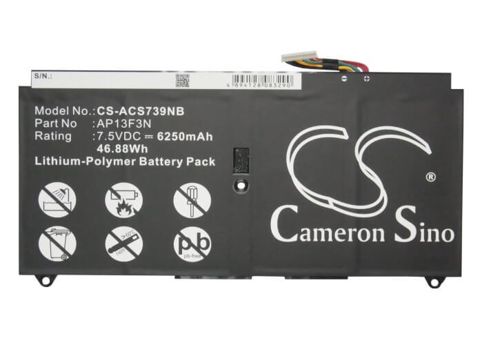 7.5V, 6250mAh, Li-Polymer Battery fits Acer, Aspire S7-391-6822, Aspire S7-392, 46.875Wh