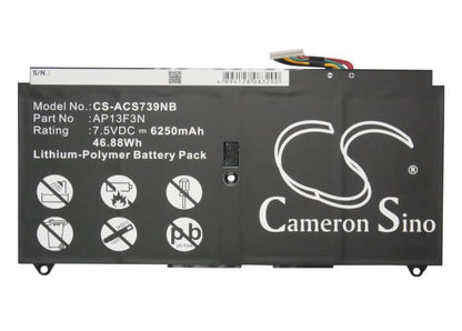 7.5V, 6250mAh, Li-Polymer Battery fits Acer, Aspire S7-391-6822, Aspire S7-392, 46.875Wh
