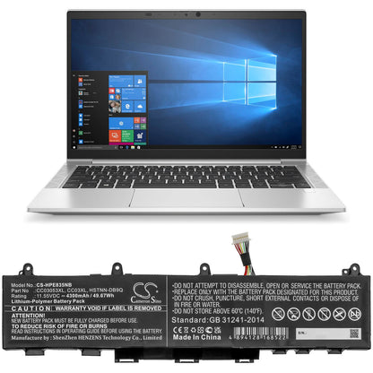 11.55V, 4300mAh, Li-Polymer Battery fits Hp, Elitebook 830 G7, Elitebook 835 G7 23y57ea, 49.665Wh