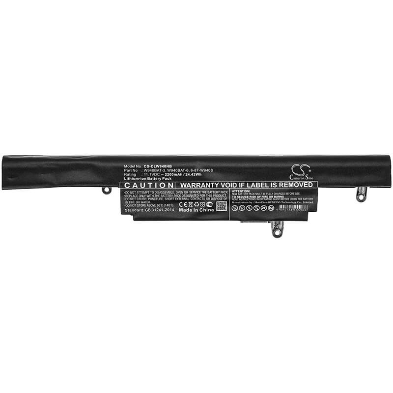 11.1V, 2200mAh, Li-ion Battery fits Clevo, Premium Tv Xs3210, W940s, 24.42Wh