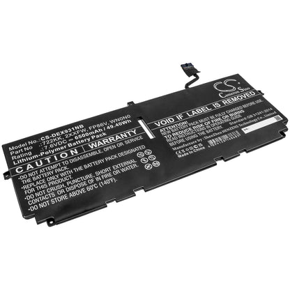 7.6V, 6500mAh, Li-Polymer Battery fits Dell, Xps 13 9300, Xps 13 9300 2020, 49.4Wh
