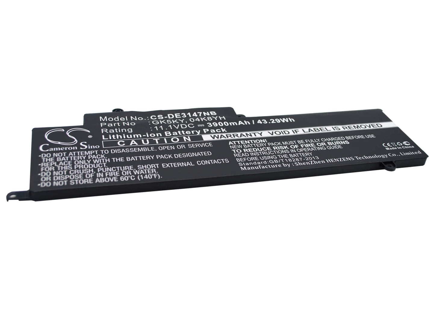 11.1V, 3900mAh, Li-Polymer Battery fits Dell, Ins13wd-3308t, Ins13wd-3508t, 43.29Wh