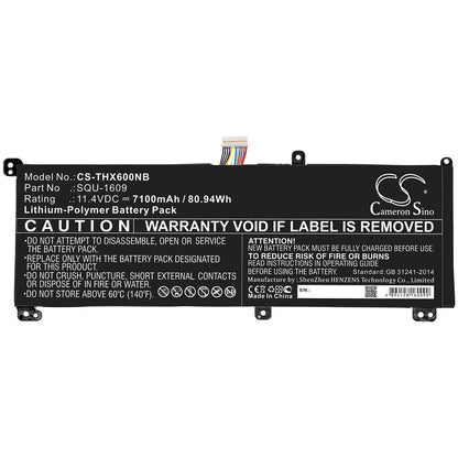 11.4V, 7100mAh, Li-Polymer Battery fits Thunderobot, 911 Pro, Dino X6, 80.94Wh