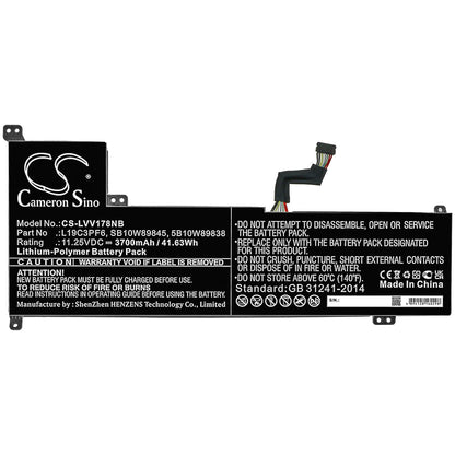 11.25V, 3700mAh, Li-Polymer Battery fits Lenovo, Ideapad 3-17iml0 81wccto1ww, Ideapad 3-17iml05 1wc007hau, 41.625Wh