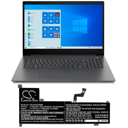 11.25V, 3700mAh, Li-Polymer Battery fits Lenovo, Ideapad 3-17iml0 81wccto1ww, Ideapad 3-17iml05 1wc007hau, 41.625Wh