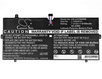 7.5V, 8700mAh, Li-Polymer Battery fits Lenovo, Yoga 4 Pro, Yoga 4 Pro(yoga900), 65.25Wh