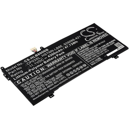 11.1V, 4300mAh, Li-Polymer Battery fits Hp, Spectre 13-ae006no X360, Spectre X360 13 Convertible, 47.73Wh