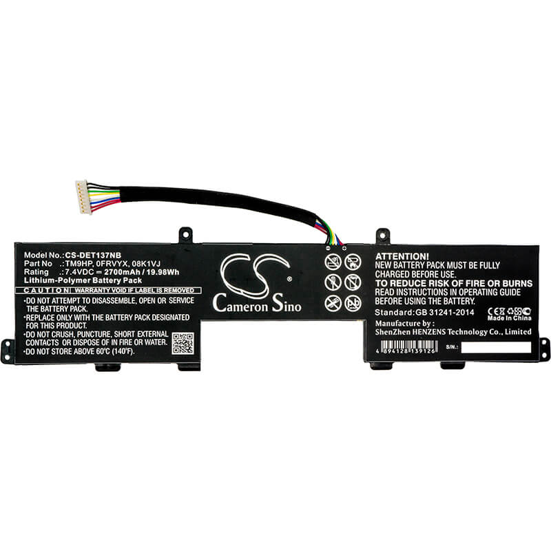 7.4V, 2700mAh, Li-Polymer Battery fits Dell, Latitude 13 7350, 19.98Wh