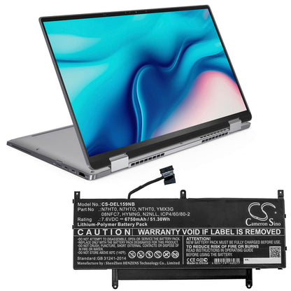 7.6V, 6750mAh, Li-Polymer Battery fits Dell, Latitude 15 9510 06df2, Latitude 15 9510 12ntw, 51.3Wh