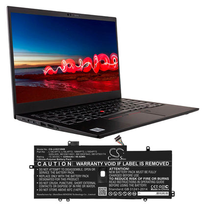 15.36V, 3250mAh, Li-Polymer Battery fits Lenovo, Thinkpad X1 Carbon 2019, Thinkpad X1 Carbon 2019-20qe00, 49.92Wh