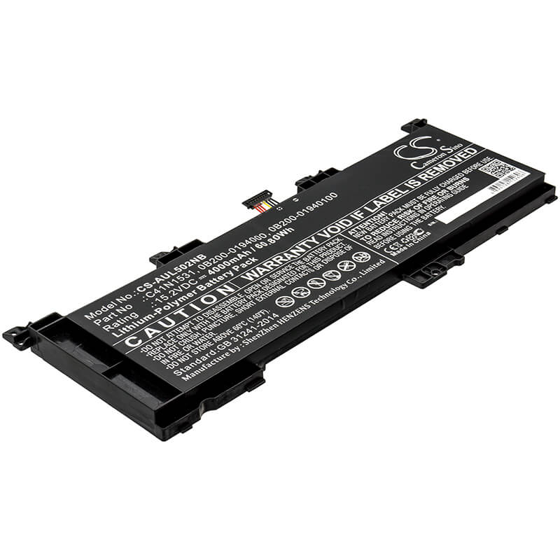 15.2V, 4000mAh, Li-Polymer Battery fits Asus, Fx502vs, Fx502vy, 60.8Wh