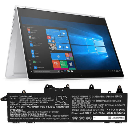 11.55V, 3550mAh, Li-Polymer Battery fits Hp, Probook X360 435 G7, 41.0025Wh