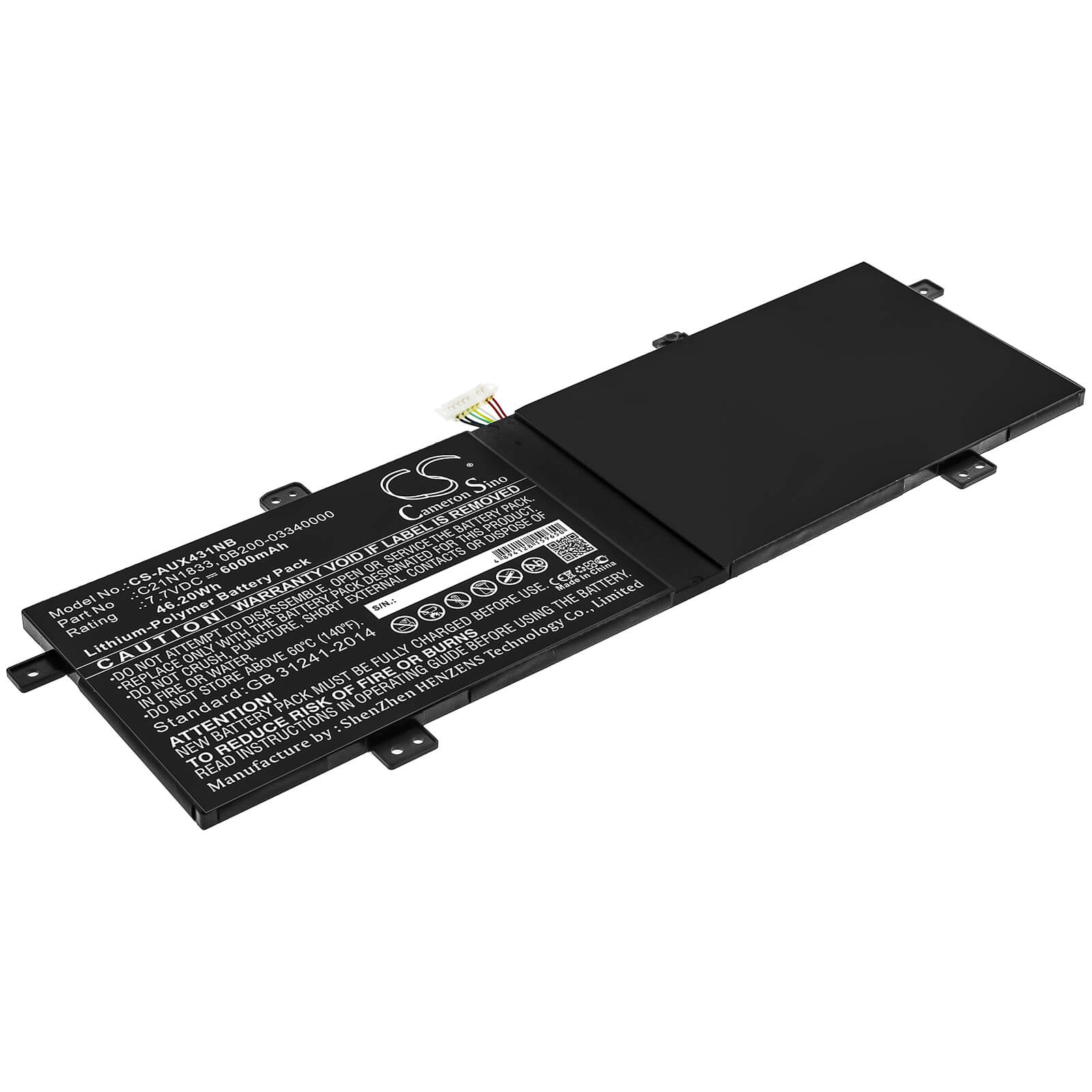 7.7V, 6000mAh, Li-Polymer Battery fits Asus, Bx431fa, Bx431fb, 46.2Wh