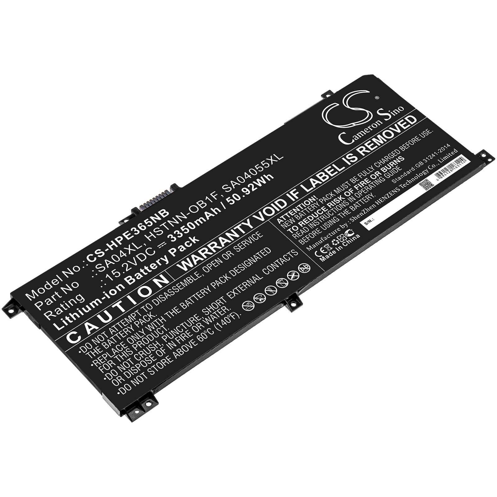 15.2V, 3350mAh, Li-ion Battery fits Hp, Envy 15-dr0000, Envy 15-dr0000 X360, 50.92Wh