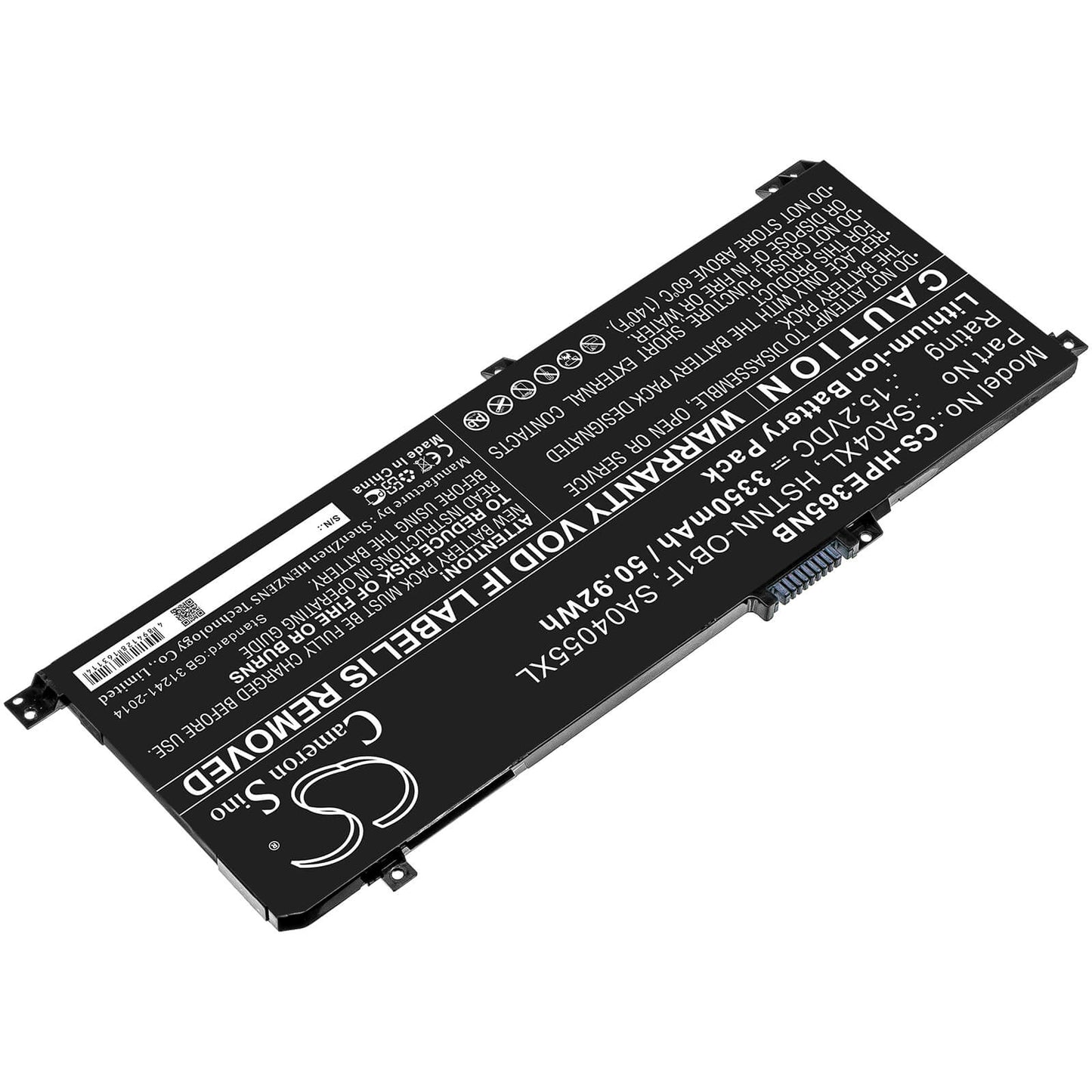 15.2V, 3350mAh, Li-ion Battery fits Hp, Envy 15-dr0000, Envy 15-dr0000 X360, 50.92Wh
