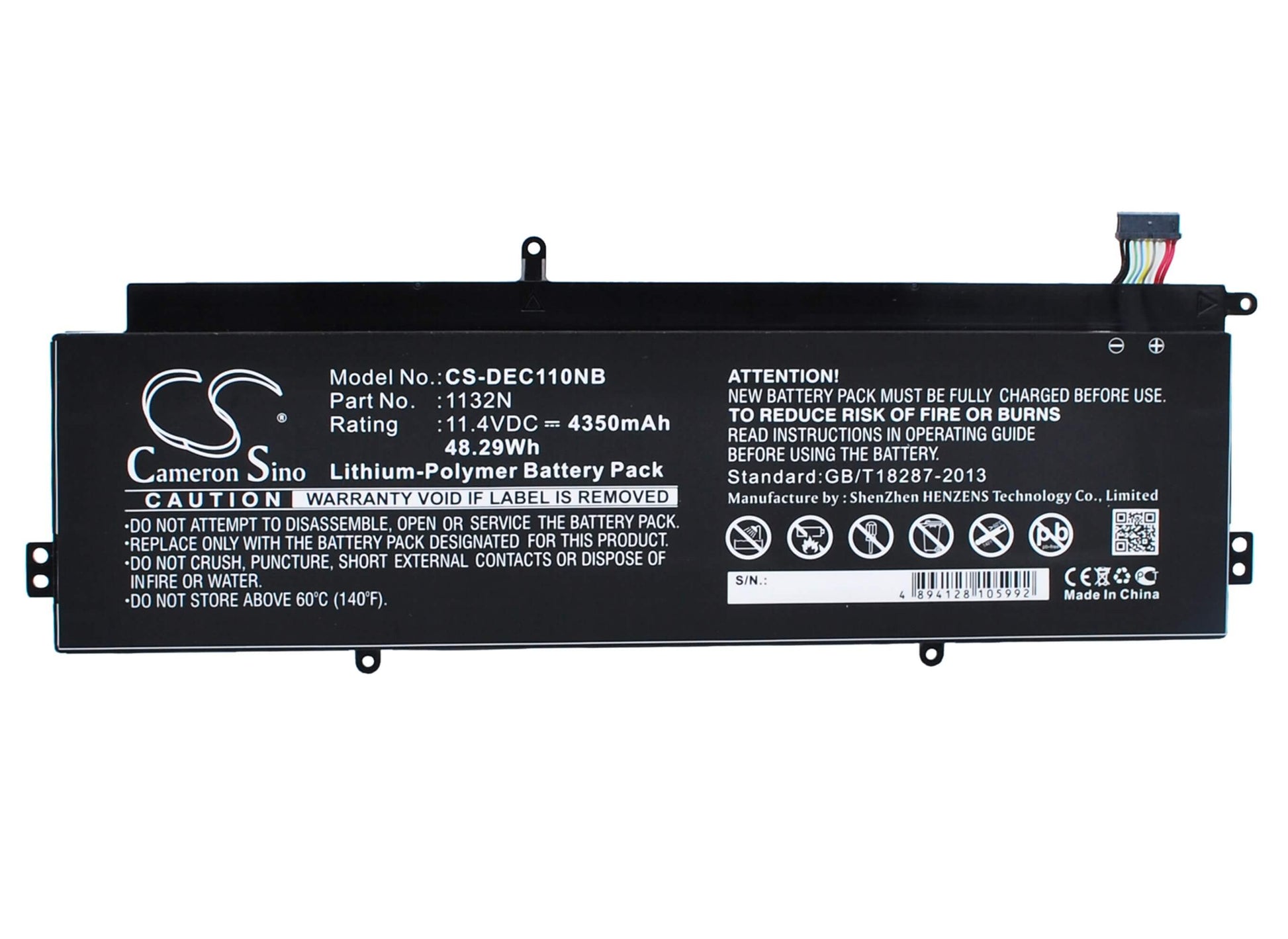11.4V, 4350mAh, Li-Polymer Battery fits Dell, Chromebook 11, 49.59Wh