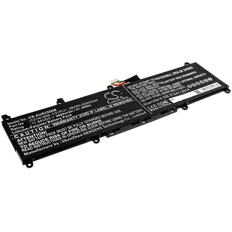11.55V, 3600mAh, Li-Polymer Battery fits Asus, Adol 13, Adol 13fa, 41.58Wh
