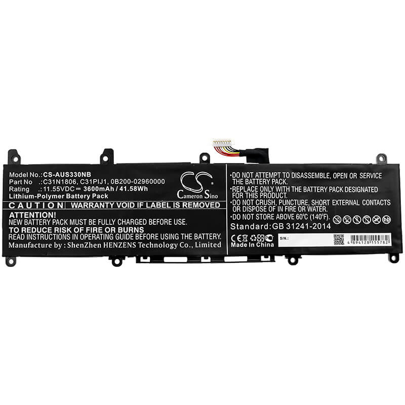 11.55V, 3600mAh, Li-Polymer Battery fits Asus, Adol 13, Adol 13fa, 41.58Wh