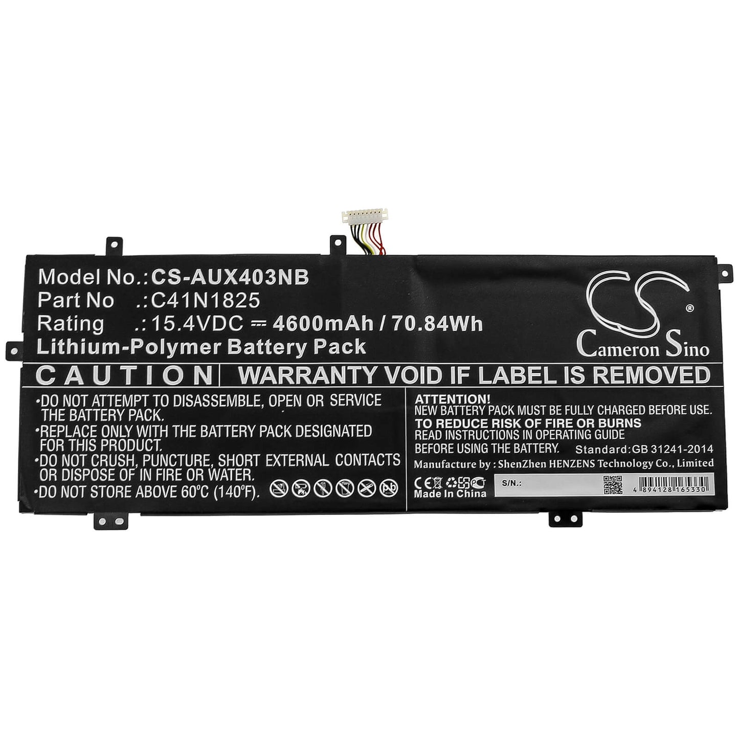 15.4V, 4600mAh, Li-Polymer Battery fits Asus, Adol I403fa, Adol14f, 70.84Wh