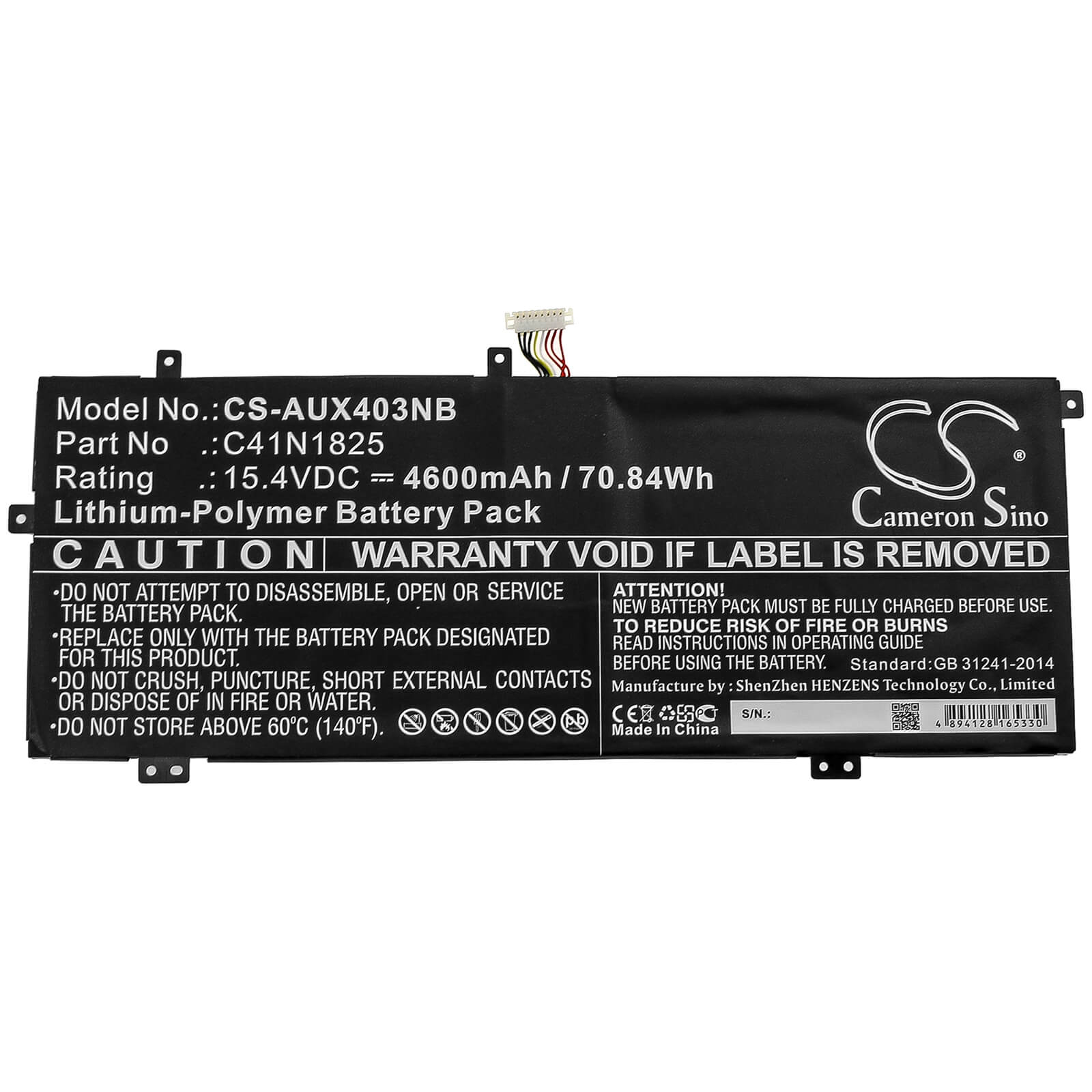 15.4V, 4600mAh, Li-Polymer Battery fits Asus, Adol I403fa, Adol14f, 70.84Wh