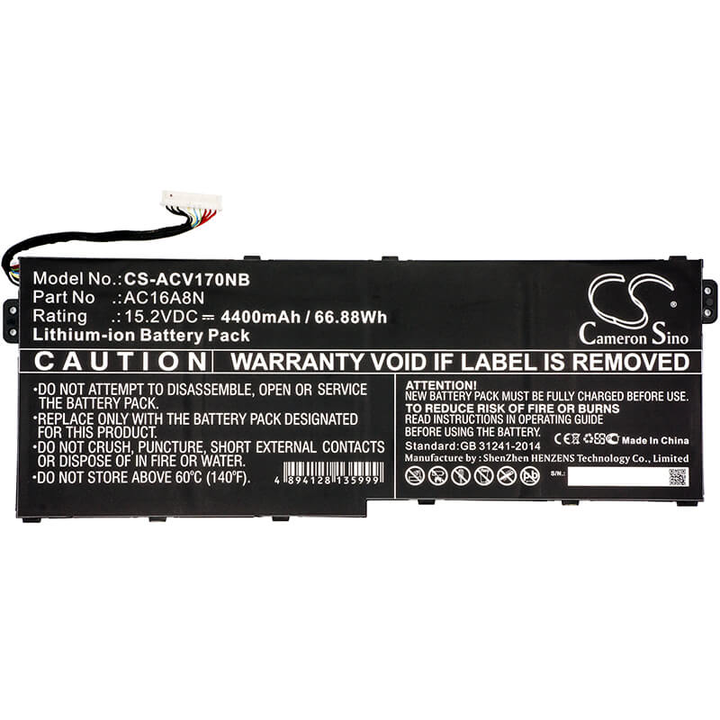 15.2V, 4400mAh, Li-ion Battery fits Acer, Aspire V17 Nitro, Aspire V17 Nitro Be, 66.88Wh