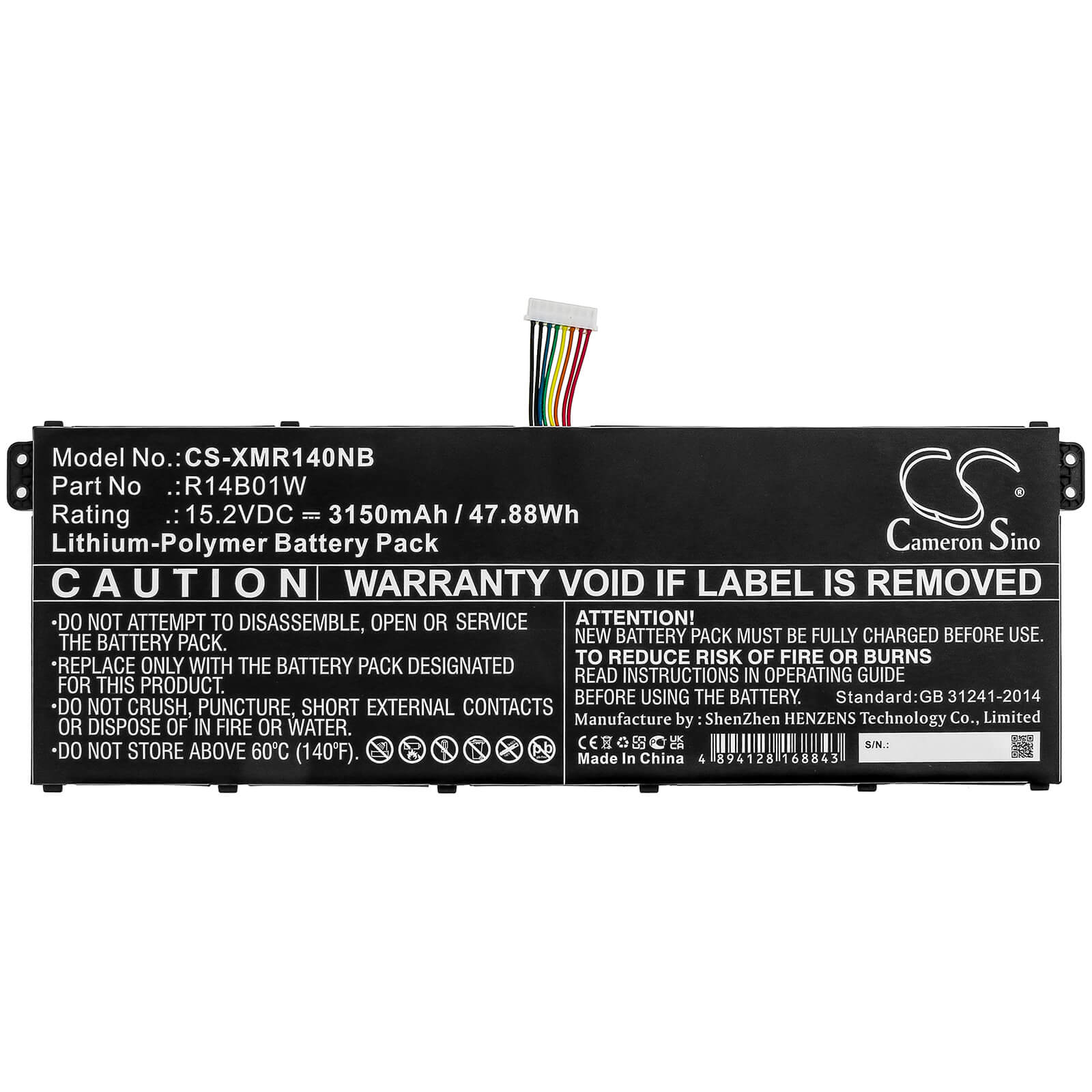 15.2V, 3150mAh, Li-Polymer Battery fits Xiaomi, Redmi Book 14, Xma1901-aa/ag, 47.88Wh