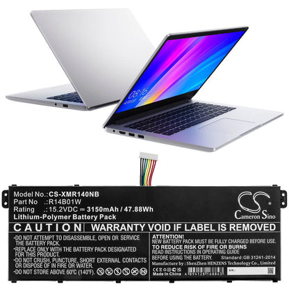 15.2V, 3150mAh, Li-Polymer Battery fits Xiaomi, Redmi Book 14, Xma1901-aa/ag, 47.88Wh