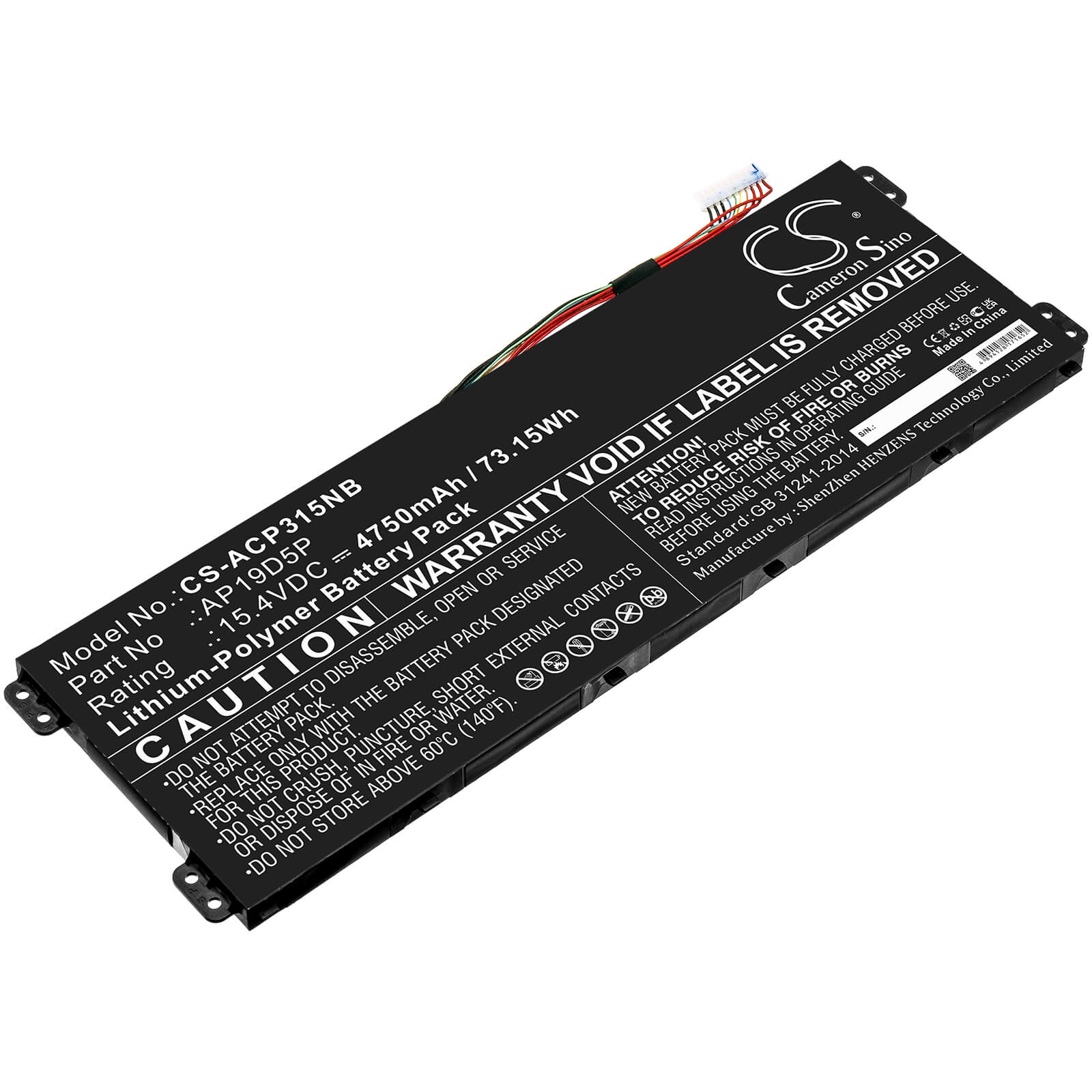 15.4V, 4750mAh, Li-Polymer Battery fits Acer, Conceptd 3 Cn315-71-72j3, Conceptd 3 Cn315-71-74uw, 73.15Wh