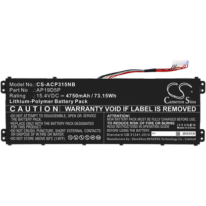15.4V, 4750mAh, Li-Polymer Battery fits Acer, Conceptd 3 Cn315-71-72j3, Conceptd 3 Cn315-71-74uw, 73.15Wh