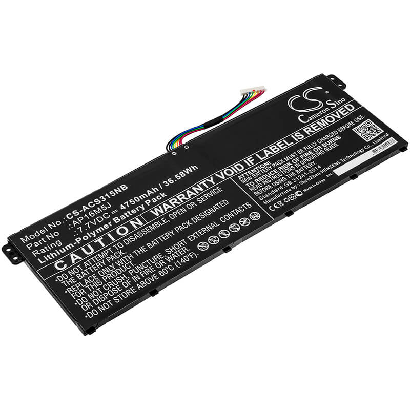 7.7V, 4750mAh, Li-Polymer Battery fits Acer, A314-32-c52q, A315-21-289h, 36.575Wh
