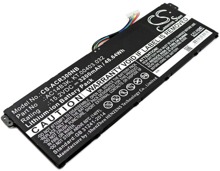15.2V, 3200mAh, Li-ion Battery fits Acer, Aspire Es15, Aspire Es1-572, 48.64Wh
