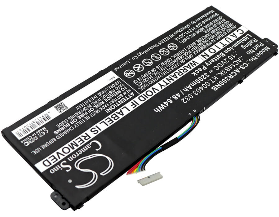 15.2V, 3200mAh, Li-ion Battery fits Acer, Aspire Es15, Aspire Es1-572, 48.64Wh