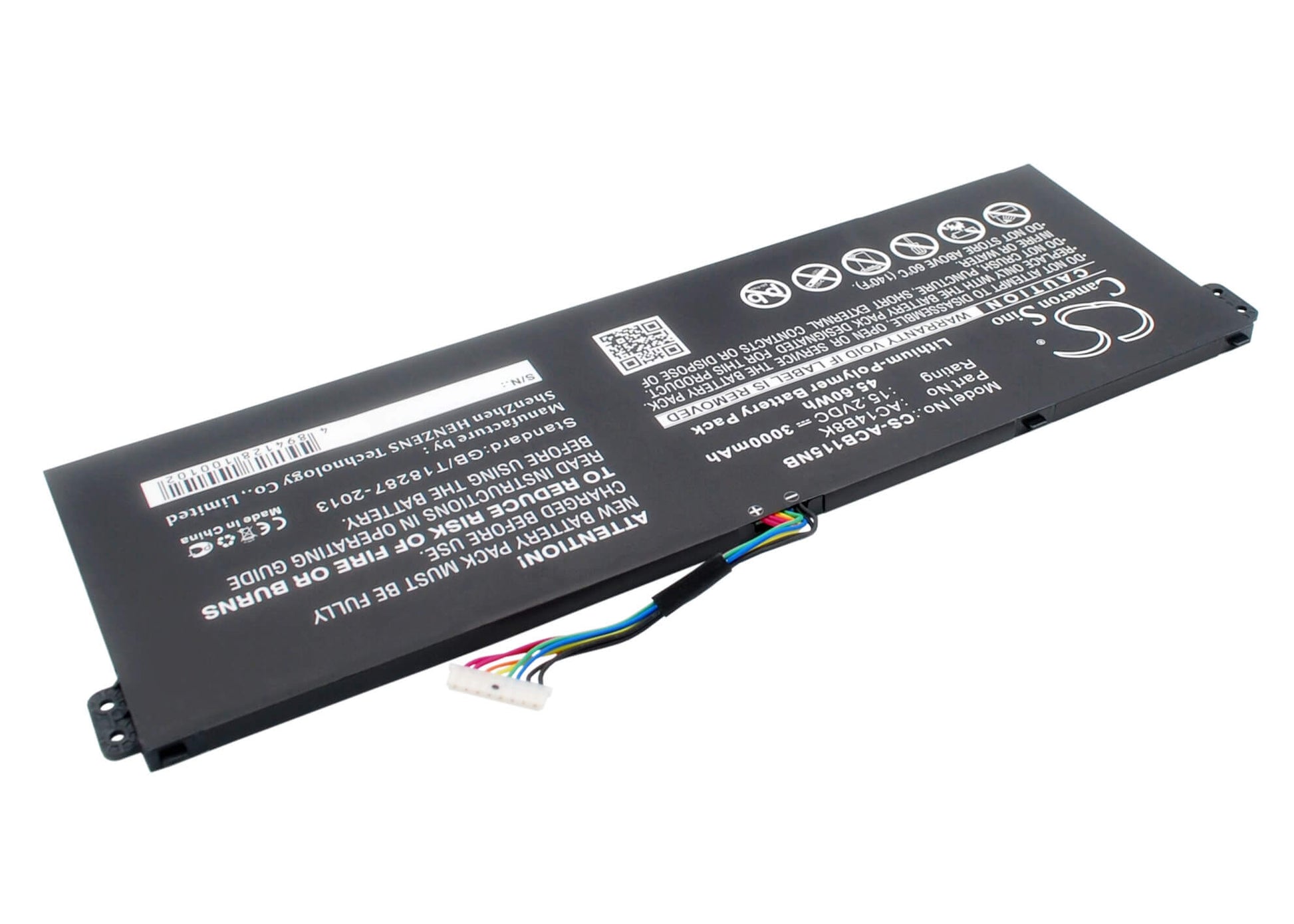 15.2V, 3000mAh, Li-Polymer Battery fits Packard Bell, Easynote Lg71-bm, 45.6Wh