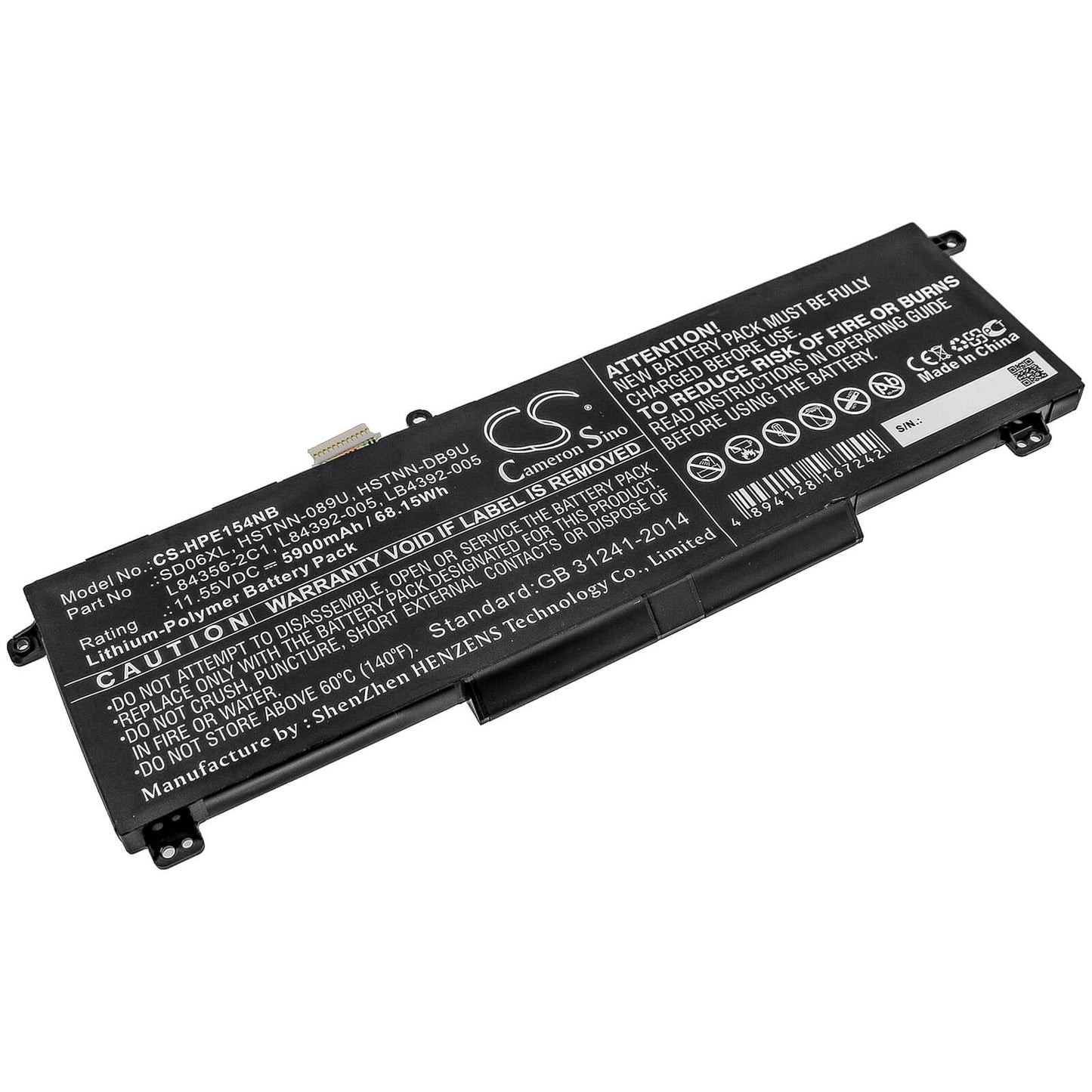 11.55V, 5900mAh, Li-Polymer Battery fits Hp, Omen 15 2020, Omen 15-ek0000, 68.145Wh