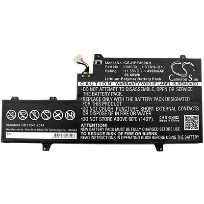 11.55V, 4900mAh, Li-Polymer Battery fits Hp, 1gy29pa, 1gy30pa, 56.595Wh