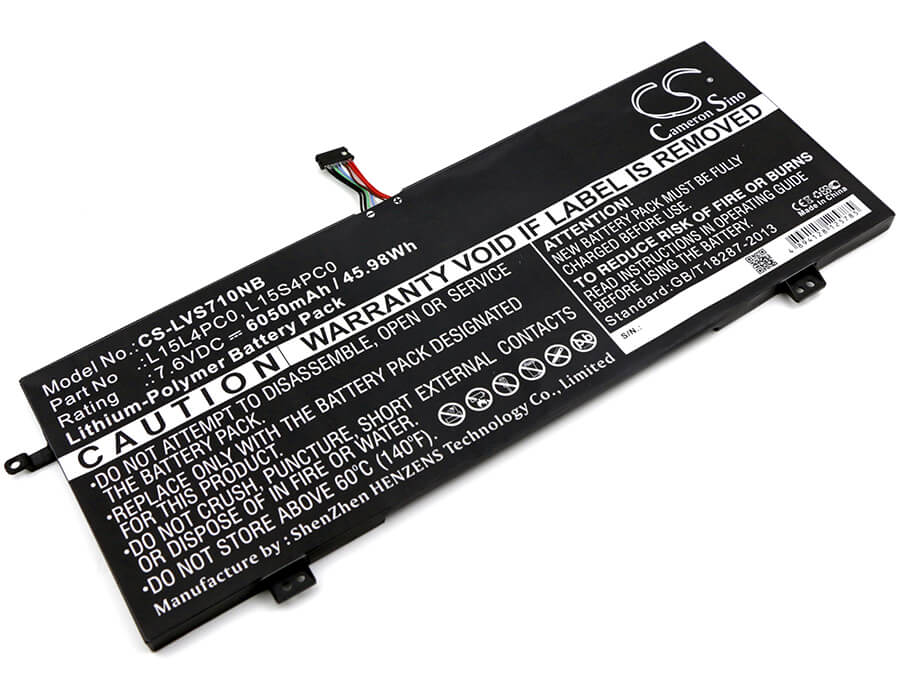 7.6V, 6050mAh, Li-Polymer Battery fits Lenovo, 710s-13(i3-6006u/4gb/128gb), 710s-13(i3-6100u/4gb/128gb), 45.98Wh