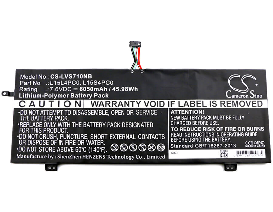 7.6V, 6050mAh, Li-Polymer Battery fits Lenovo, 710s-13(i3-6006u/4gb/128gb), 710s-13(i3-6100u/4gb/128gb), 45.98Wh