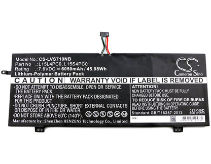 7.6V, 6050mAh, Li-Polymer Battery fits Lenovo, 710s-13(i3-6006u/4gb/128gb), 710s-13(i3-6100u/4gb/128gb), 45.98Wh